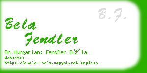 bela fendler business card